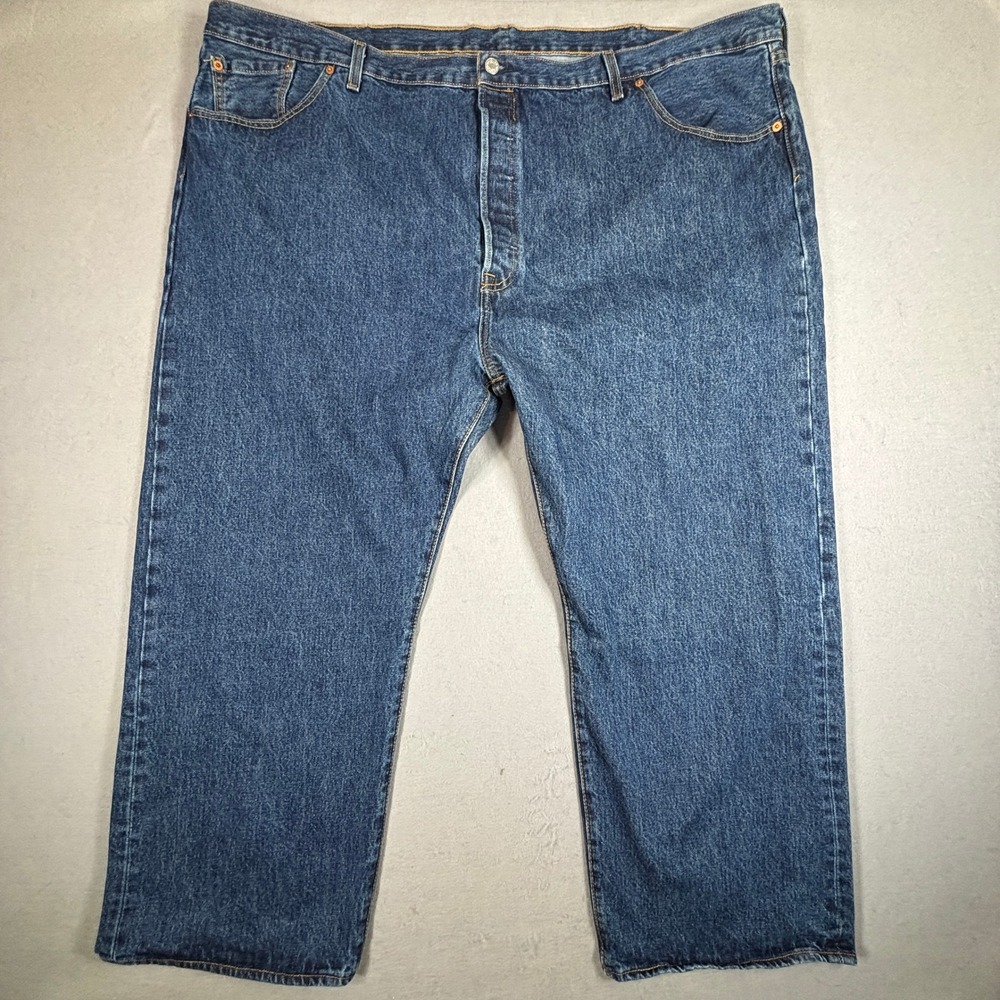 Levis 501 Jeans Mens 52X28 Original Fit Medium Wash Straight Leg‎ Blue Denim